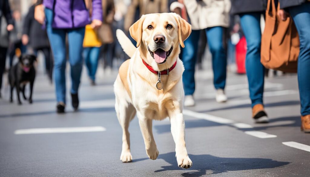 Labrador Retriever in der Öffentlichkeit