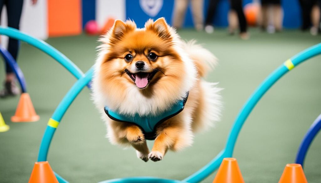 Pomeranian bei einer Agility-Übung