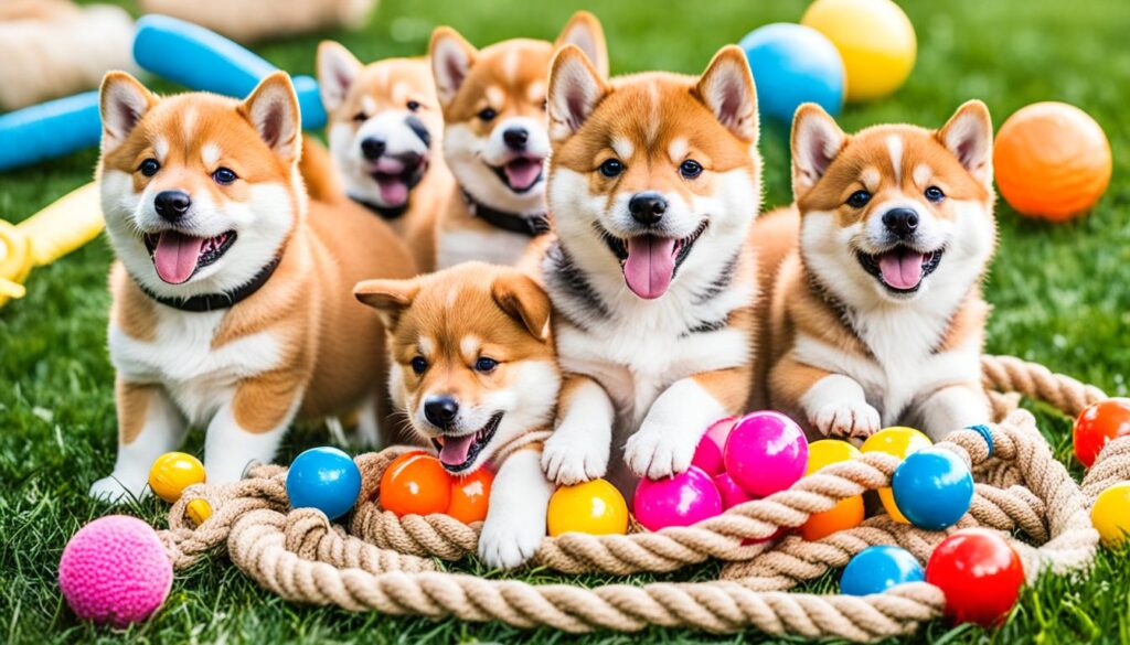 Shiba Inu Welpen spielen